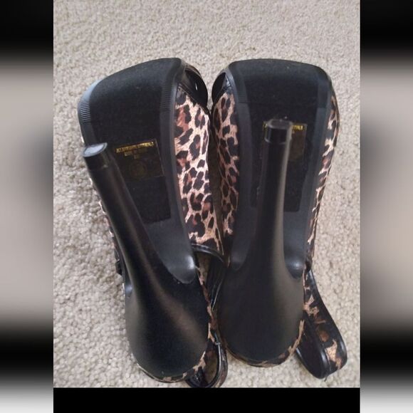 RARE Animal Print Leopard Stilettos Size 6.5M 1" Platform/5.5" Heel - Picture 10 of 11
